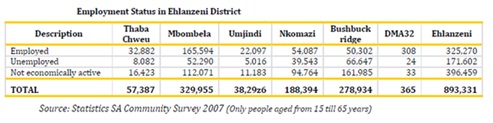 Ehlanzeni Employment Status